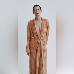 Elegant Peach Wrap Dress